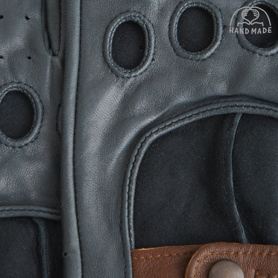 Leather Driving Gloves - Petrol Green