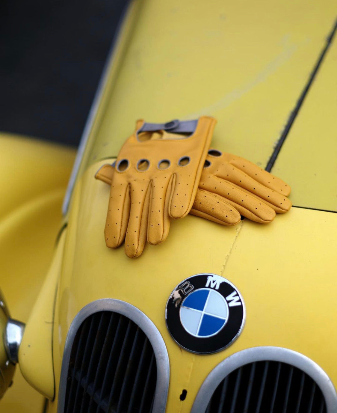 Leather Driving Gloves - Yellow