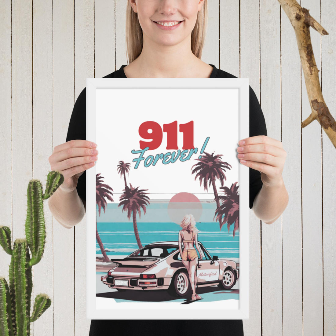Framed vintage Porsche 911 motorsport print — gift idea for Porsche enthusiasts