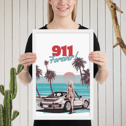Framed vintage Porsche 911 motorsport print — gift idea for Porsche enthusiasts