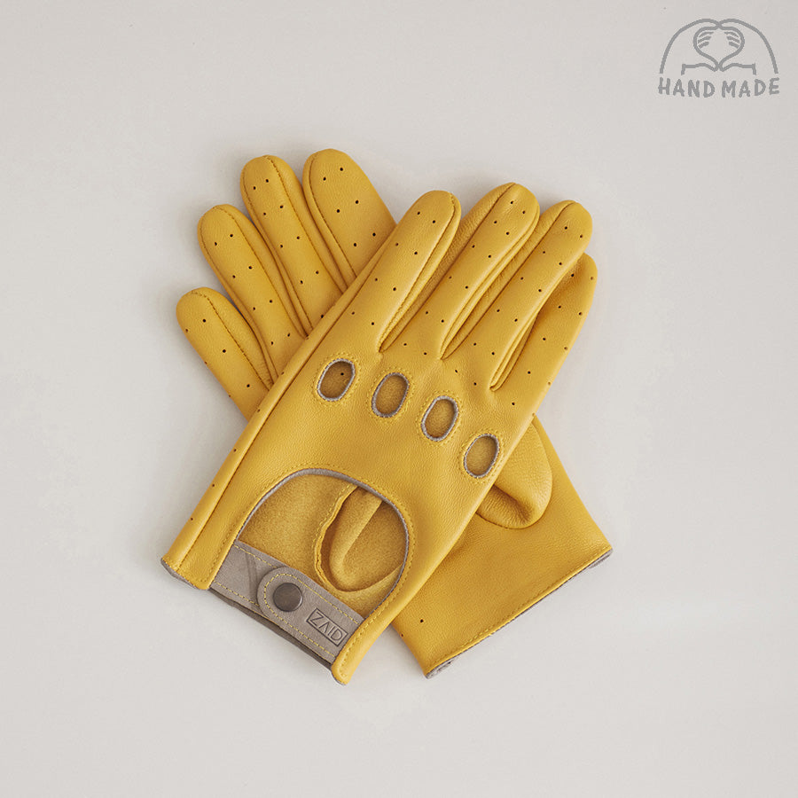 Leather Driving Gloves - Yellow