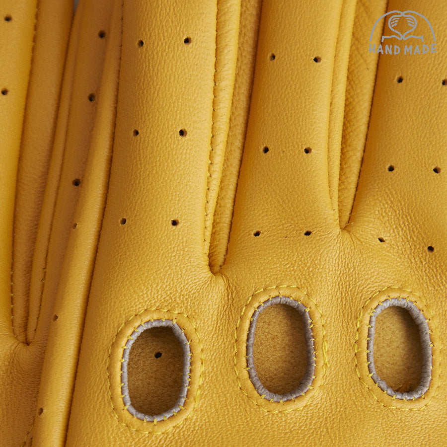 Leather Driving Gloves - Yellow