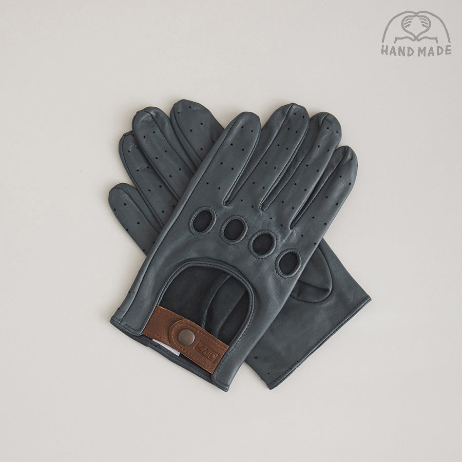 Leather Driving Gloves - Petrol Green