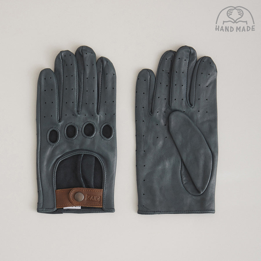Leather Driving Gloves - Petrol Green